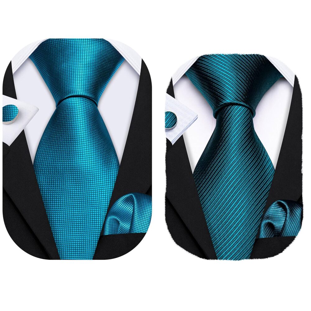 4789 Stripe Ties Set Classic WOVEN Necktie with Handkerchief Cufflinks